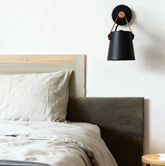 Simple Leather Strap Iron Bedside Wall Light